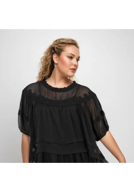 Pomme rouge Blusa +top negro