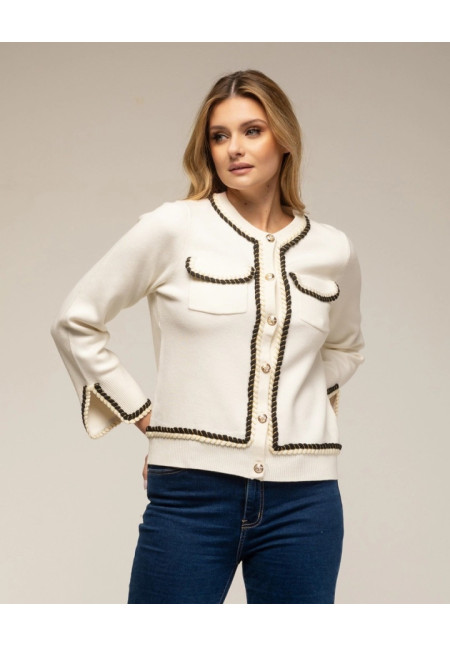 Tantra Chaqueta punto boton dorado Blc y Negr