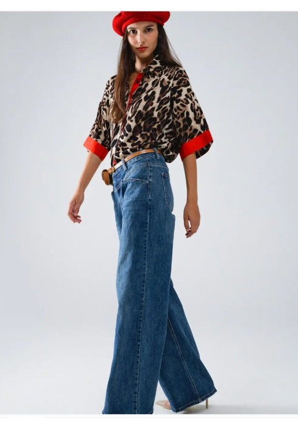 Q2 camisa leoprd man roja