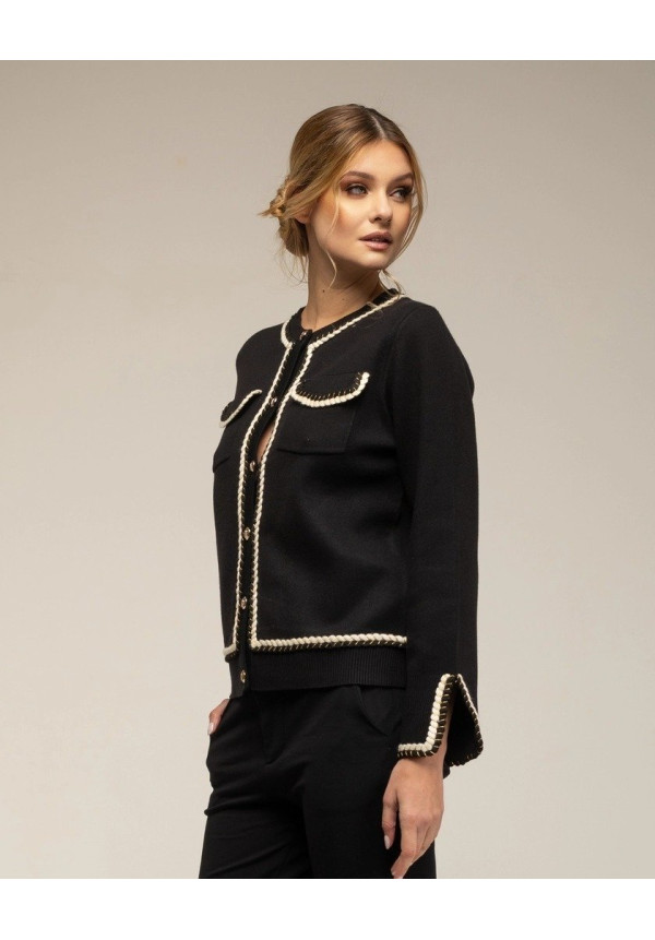 Tantra Chaqueta punto boton dorado Blc y Negr