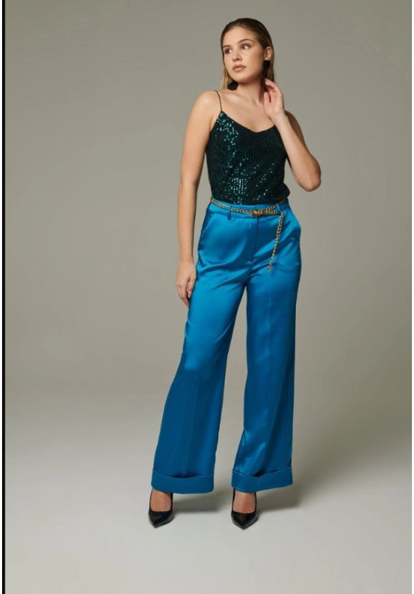 Top lentejuelas forrado