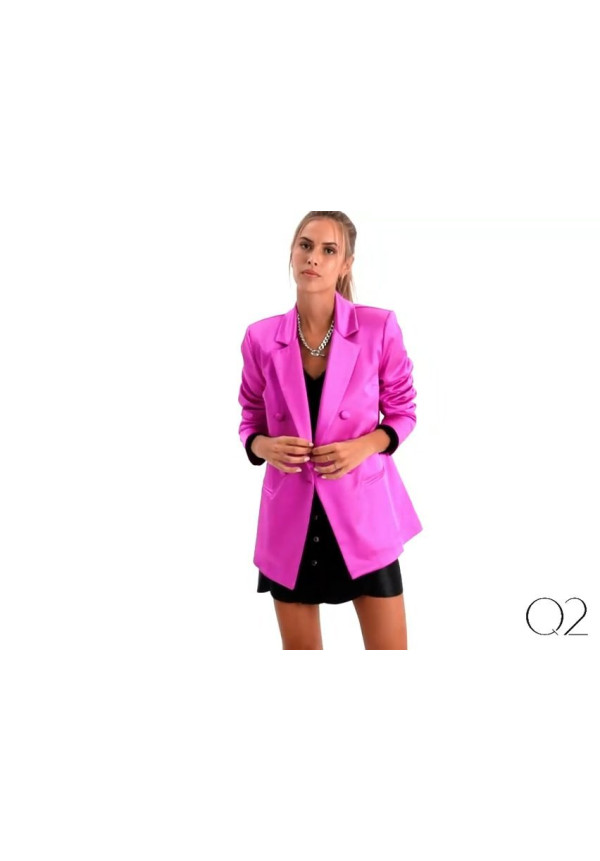 Q2 blazer negro y fucsia